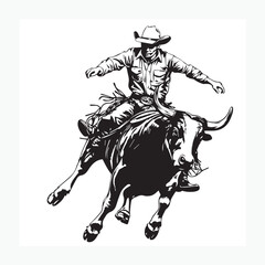 cowboy riding bull