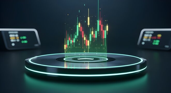 finance candle stick holographic candlestick chart financial data analysis