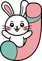 Obraz premium Adorable bunny with letter j, perfect for logo, kids alphabet, educational materials