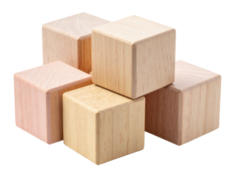 Stacked wood cubes, natural grain, light