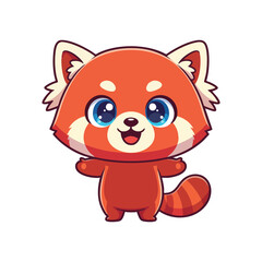 Fototapeta premium Cute cartoon red panda character illustration