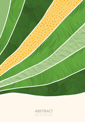 Obraz premium Abstract aesthetic eco green collage design. Organic nature shape vector illustration. Landscape pattern composition. Geometric field ornament. Contemporary vertical poster, modern field background