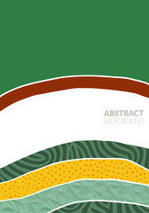 Abstract vertical green hill field landscape poster. Natural eco textured mountain background. Social media template in vintage style. Rural view, countryside layout, collage agriculture