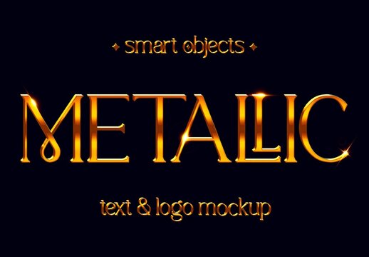 Shining Golden Metal Text Effect Mockup