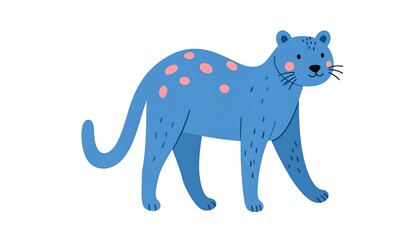 Obraz premium Blue Panther with Pink Spots Walking.