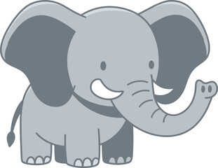 Obraz premium Cute Gray Elephant Cartoon Character Waving