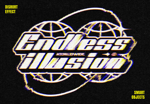 Glitch Distort Text & Logo Effect Mockup