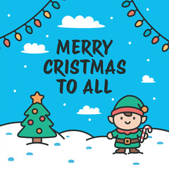 Vector Christmas Social Media Banner with cute characters