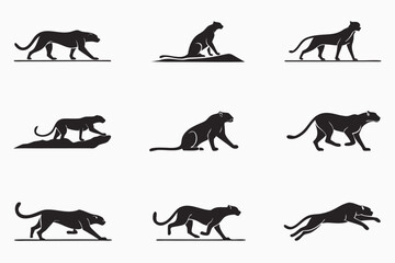 Fototapeta premium Minimalist realistic cheetah icon set with eight designs