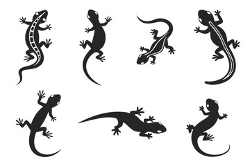 Obraz premium Minimalist salamander icon set in black and yellow
