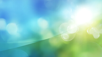 Soft blue and green abstract background with glowing circles and light flares image
