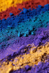 Fototapeta premium Colorful pile of powder with a rainbow effect. The colors are vibrant and the texture is rough