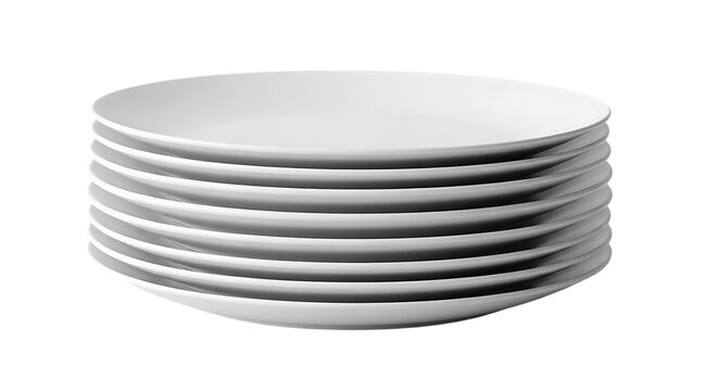 Stack of white ceramic dinner plates
