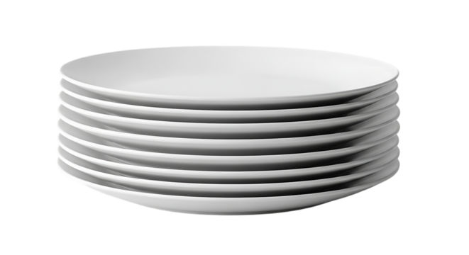 Stack of white ceramic dinner plates