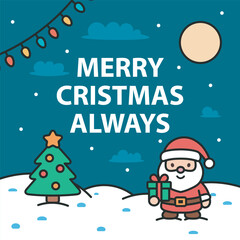 Vector Christmas Social Media Banner with cute characters