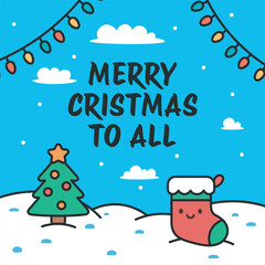 Vector Christmas Social Media Banner with cute characters