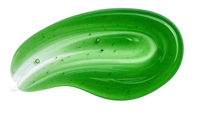Green gel smear, transparent with tiny bubbles