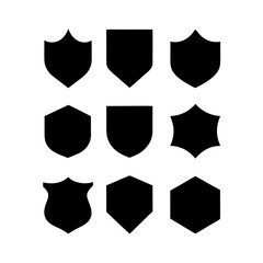 Shields set vector icon collection, protection and security