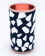 Fototapeta premium Modern Terrazzo-Inspired Black and White Vase with Copper Interior