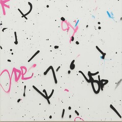 Abstract Graffiti Art with Black and Pink Spray Paint on White Background