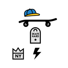 Skateboarding street culture urban lifestyle graphic elements