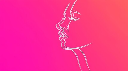 Minimalistic Line Art of Female Profile with Vibrant Gradient Background