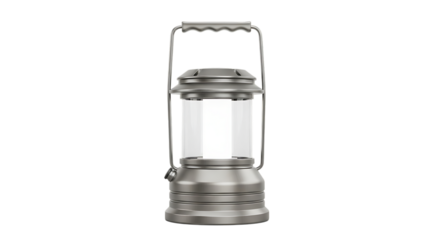 Silver metal lantern with clear glass