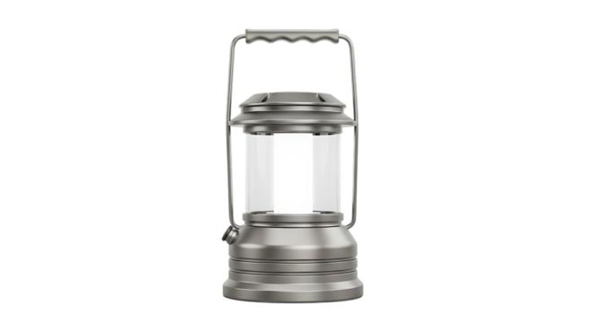 Silver metal lantern with clear glass