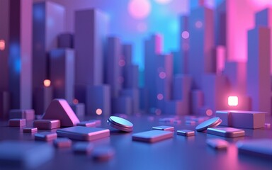 3d rendering of purple and blue abstract geometric background. Scene for advertising, technology, showcase, banner, game, sport, cosmetic, business, metaverse. Sci-Fi Illustration. Product display