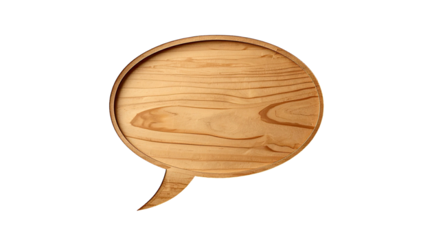 Wooden speech bubble on black background