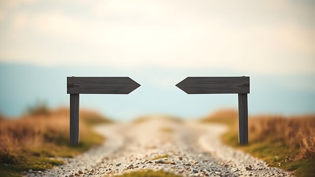 divergence. Crossroads splitting in two directions, choice and decision concept. wellbeing guides, coaching materials, designed for mental health education and mindfulness programs.