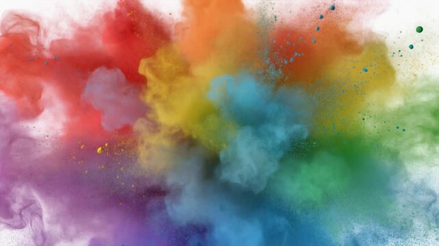 Regenbogen-Farbpulver-Explosion auf wei&szlig;en Hintergrund