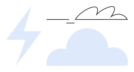 Simplistic design of a cloud, lightning bolt, and streamlined wind lines. Ideal for weather, forecast, environment, nature, energy sustainability and climate concepts. Clean and simple flat