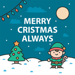 Vector Christmas Social Media Banner with cute characters