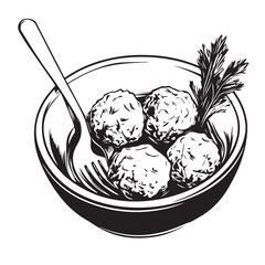 vector illustration of a bowl of meatballs
