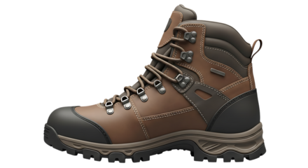 Brown leather hiking boot with laces