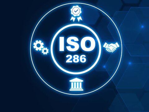 ISO 286 acronym, specifies tolerances associated with shaft and hole fits. Showing ISO 286 icons on virtual screen.