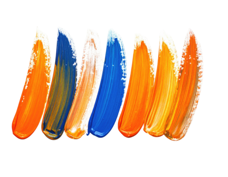 Brushstrokes of blue, orange, and white - Powered by Adobe