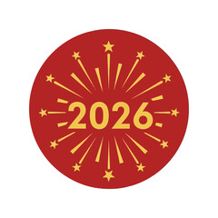 Chinese new year 2026 firework celebration red circle greeting card design Vector, illustration