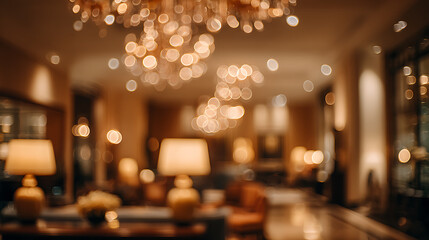 Warm glow of ambient light illuminating a luxurious interior space bokeh warm tones