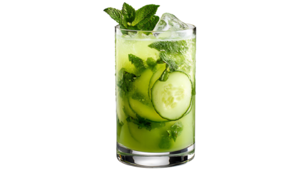 Refreshing cucumber mojito cocktail, a delightful blend of fresh mint, lime, and rum, perfect for a summer refreshment