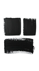 Black paint strokes form rough, square shapes on black