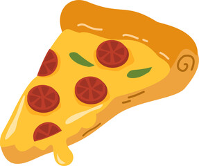 Cartoon Illustration of Pepperoni Pizza Slice