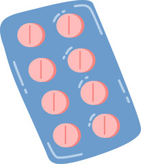 Illustration of Blister Pack with Pink Pills