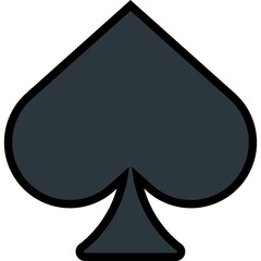 Black Spade Symbol Isolated on Transparent Background Graphic Design Element for Games and Cards