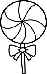 lollipop outline, Cute lollipop black and white doodle outline