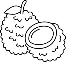 lychee outline illustration for coloring
