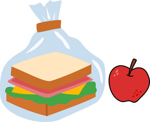 Lunch Bag with Sandwich and Apple