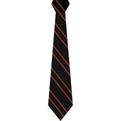 Black Striped Necktie With Diagonal Orange Lines And A Transparent Background Studio Shot