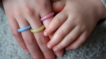 Gentle bonding moment of parent and child with pastel rings